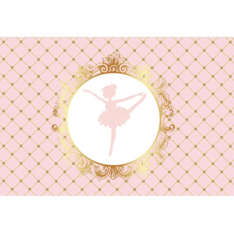 Leyiyi 5x3ft Abstract Little Girl Ballerina in Tutu Dress Dancing Pink Gold Backdrop Baby Shower Birthday Party Background Cake Dessert Table Decoration Polyester Photo Studio Props - Image 1